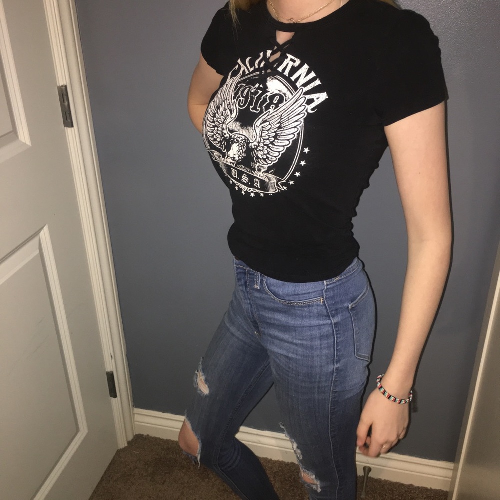 Black lace up top